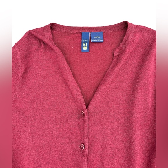 Kersh 81 Nineteen XS Burgundy button down short cotton sweater - Picture 3 of 3